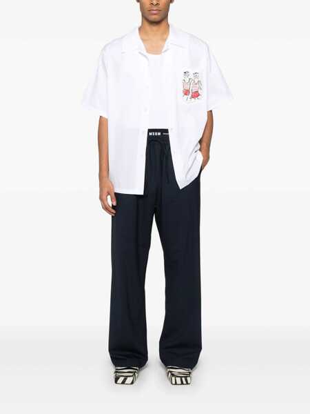 Pantaloni MSGM Blue Pants With Logo Band And Drawstring Waist In Cotton Man BLUE Barbati (BM 16918239) 2