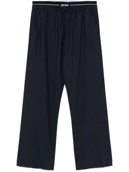 Pantaloni MSGM Blue Pants With Logo Band And Drawstring Waist In Cotton Man BLUE Barbati (BM 16918239) 1