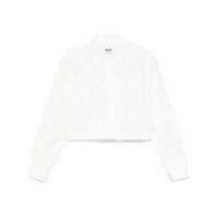 Camasi White Crop Shirt With All-Over Applied Embroidery In Cotton Blend Woman Femei