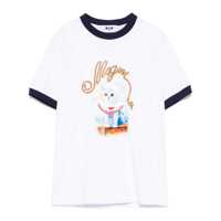 Tricouri White Crewneck T-Shirt With Logo Print On The Front In Cotton Woman Femei