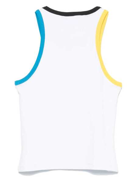 Topuri MSGM White Ribbed Top With Logo Embroidered On The Front In Cotton Woman WHITE Femei (BM 16918269) 2
