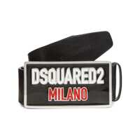 Curele DSQUARED2 Black Belt With Logo Plaque On The Front In Leather Man