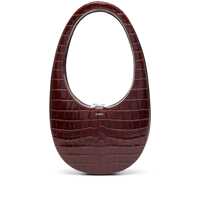 Genti de mana 'Crocoswipe' Brown Handbag With Embossed Logo And Embossed Crocodile Effect In Leather Woman Femei