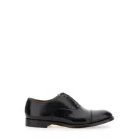Pantofi eleganti Black Oxford Shoes With Five Holes In Smooth Leather Man Barbati