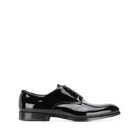 Pantofi eleganti Black Oxford Shoes With Five Holes In Smooth Leather Man Barbati