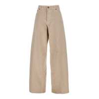 Blugi Beige Five Pocket Jeans With Logo Patch On The Back In Cotton Woman Femei