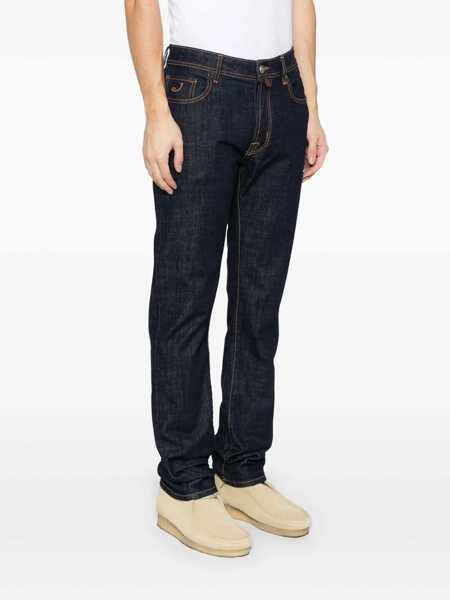 Blugi Jacob Cohen Bard Blue Jeans With Belt Loops And Logo Patch On The Rear In Denim Man BLUE Barbati (BM 16921884) 3