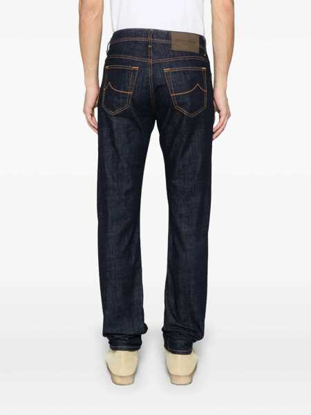 Blugi Jacob Cohen Bard Blue Jeans With Belt Loops And Logo Patch On The Rear In Denim Man BLUE Barbati (BM 16921884) 4