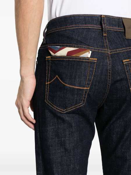 Blugi Jacob Cohen Bard Blue Jeans With Belt Loops And Logo Patch On The Rear In Denim Man BLUE Barbati (BM 16921884) 5