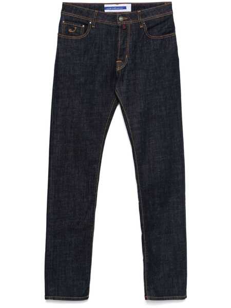 Blugi Jacob Cohen Bard Blue Jeans With Belt Loops And Logo Patch On The Rear In Denim Man BLUE Barbati (BM 16921884) 1