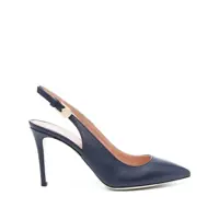 Pantofi cu toc Blue Slingback Pumps With High Stiletto Heel In Soft Leather Woman Femei