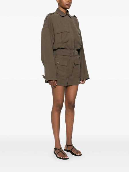 Salopete THE ANDAMANE Vania Brown Jumpsuit With Classic Collar And Adjustable And Removable Belt In Viscose Blend Woman BROWN Femei (BM 16923540) 3