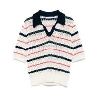 Pulovere Multicolor V-Neck Sweater With All-Over Striped Motif In Cotton Woman Femei