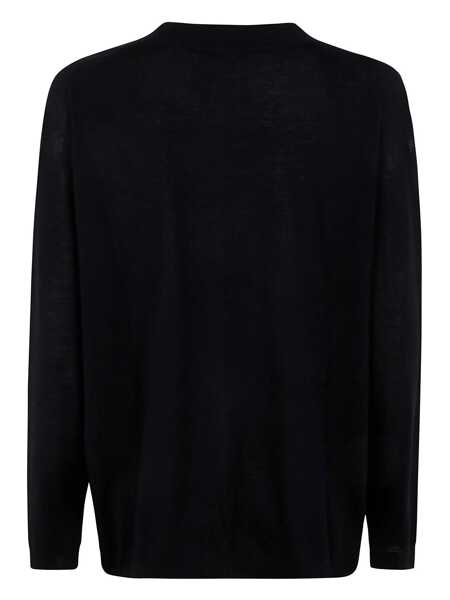 Pulovere Semicouture Black Sweater With V-Neck And Logo Embroidered On The Side In Virgin Wool Woman Black Femei (BM 16924059) 2