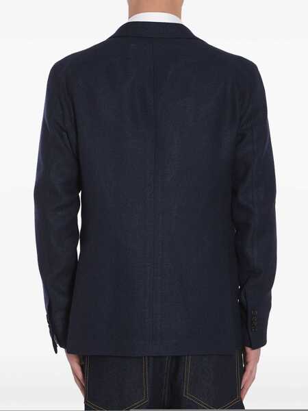 Jachete Tagliatore Wool And Linen Single-Breasted Jacket BLUE Barbati (BM 16924351) 3
