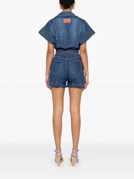Salopete Elisabetta Franchi Short denim jumpsuit Blue Femei (BM 16924887) 4