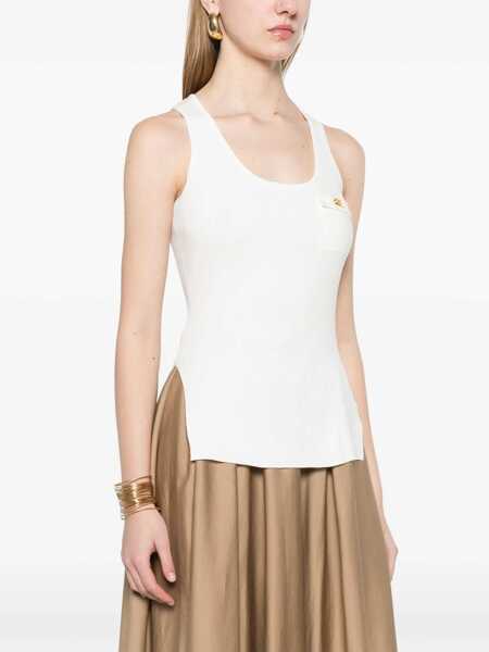 Topuri Elisabetta Franchi White tricot top White Femei (BM 16924893) 3