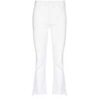 Blugi White Cropped Jeans With Flared Bottom In Cotton Blend Denim Woman Femei