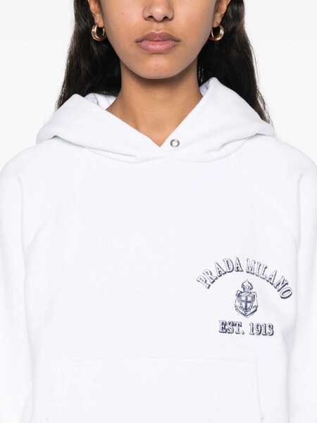 Bluze de trening Prada Prada Old Logo-Print Hoodie White Femei (BM 16925628) 5