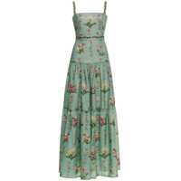 Rochii 'Lima' Green Long Dress With All-Over Floral Print In Linen Woman Femei