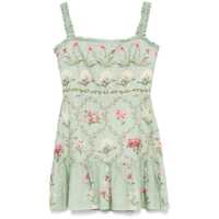 Rochii 'Nieve' Green Long Dress With All-Over Floral Print In Linen Woman Femei