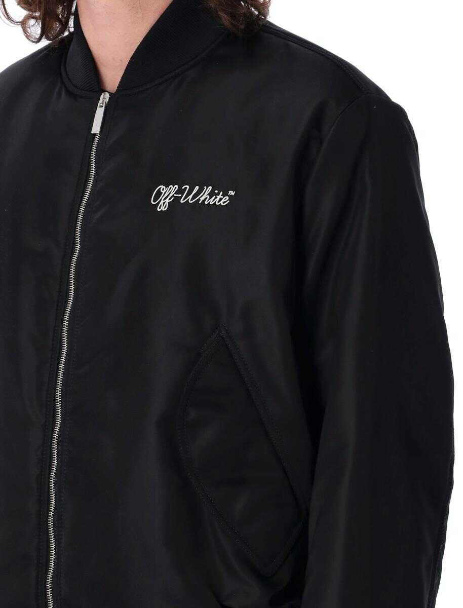 Geci Off-White Off-White Script Varsity Jacket Black Barbati (BM 16926723) 3