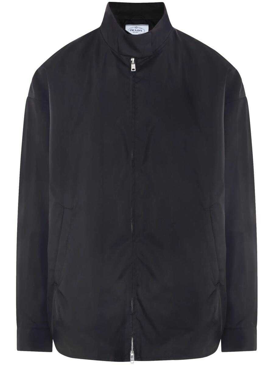 Geci Prada Prada Triangle-Logo Oversize Jacket Black Femei (BM 16926795) 1