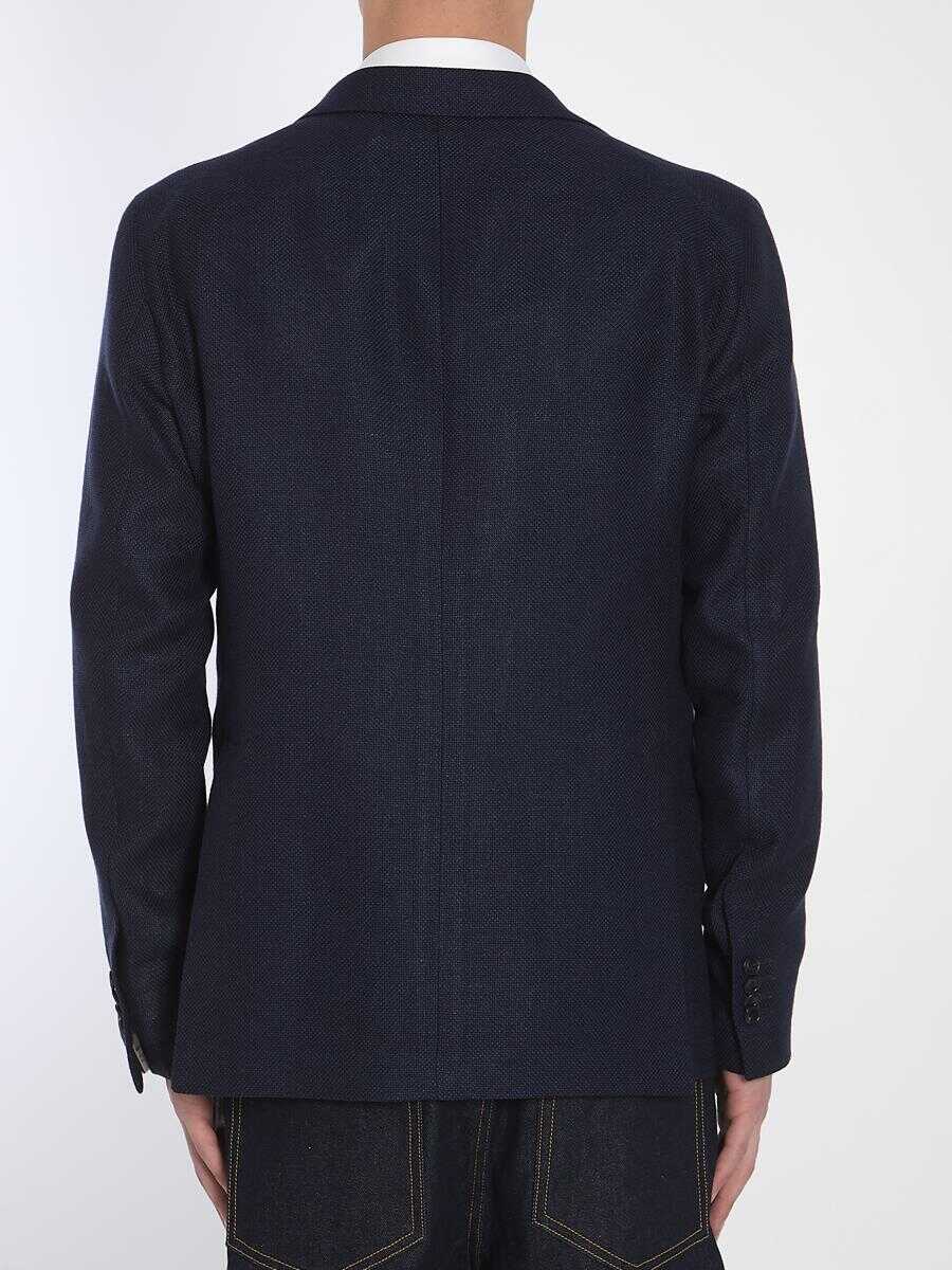 Geci Tagliatore Wool And Linen Single-Breasted Jacket BLUE Barbati (BM 16927662) 4