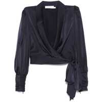 Topuri Zimmermann Silk Wrap Top With Long Balloon Sleeves Femei