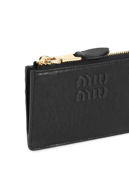 Portofele Miu Miu Miu Miu Embossed-Logo Card Holder Black Femei (BM 16927998) 3