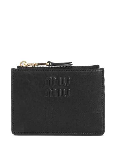 Portofele Miu Miu Miu Miu Embossed-Logo Card Holder Black Femei (BM 16927998) 1