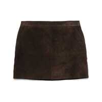 Fuste Brown Short Skirt With Side Pockets In Suede Woman Femei