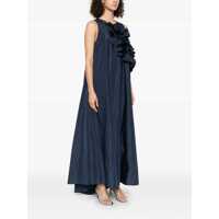 Rochii P.A.R.O.S.H. Dama - Rochii P.A.R.O.S.H. Blue Long Dress With Ruffles On The Front In Tech Fabric Woman BLUE Femei (BM 16930371) - B-mall.ro