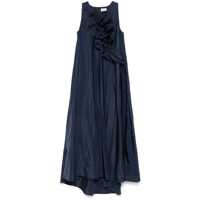 Rochii Blue Long Dress With Ruffles On The Front In Tech Fabric Woman Femei