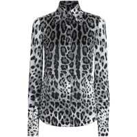 Camasi Dolce & Gabbana Black And White Silk Shirt Femei