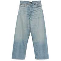Blugi Blue Five Pocket Jeans With Logo Patch On The Back In Denim Woman Femei