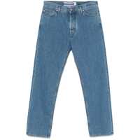 Blugi Light Blue Five Pocket Jeans With Logo Patch On The Back In Denim Man Barbati