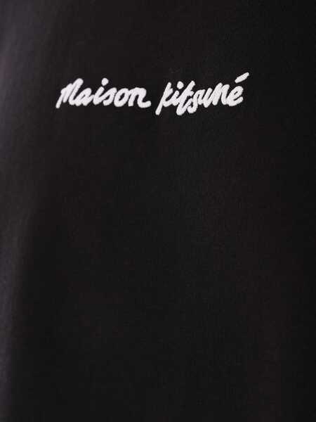 Tricouri MAISON KITSUN Black T-Shirt With Logo Lettering Printed On The Front In Cotton Man Black Barbati (BM 16932777) 3