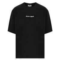 Tricouri Black T-Shirt With Logo Lettering Printed On The Front In Cotton Man Barbati