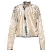 Geci 'Gary' Metallic Jacket With Asymmetric Zip Closure And Distressed Effect In Leather And Cotton Blend Woman Femei