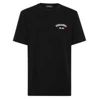 Tricouri Black Crew-Neck T-Shirt With Logo On The Front In Cotton Man Barbati