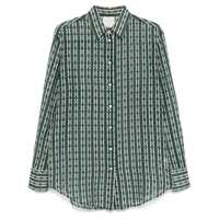 Camasi Forte_Forte Green Shirt With All-Over Geometric Design Femei