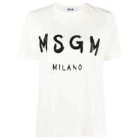 Tricouri Msgm White T-Shirt With Logo Print Femei