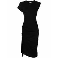 Rochii Rabanne Black Dress With Silver-Tone Buttons And Draped Detail Femei
