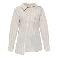 Camasi JACQUEMUS Jacquemus Beige Striped Shirt With White Stripes And Irregular Cut