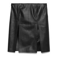 Fuste The Attico Black Leather Skirt With Front Slits Femei