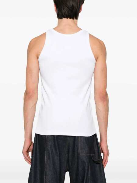 Topuri MSGM Msgm White Cotton Tank Top With Black Logo Print WHITE Barbati (BM 16940991) 3