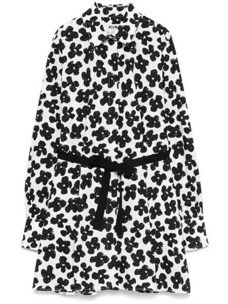Rochii MSGM Msgm Short Floral Dress With A Waist Belt Black Femei (BM 16940997) 1