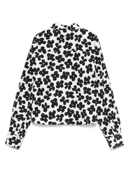 Camasi MSGM Msgm White Cotton Shirt With Black Floral Print Black Femei (BM 16941015) 2