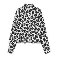 Camasi Msgm White Cotton Shirt With Black Floral Print Femei